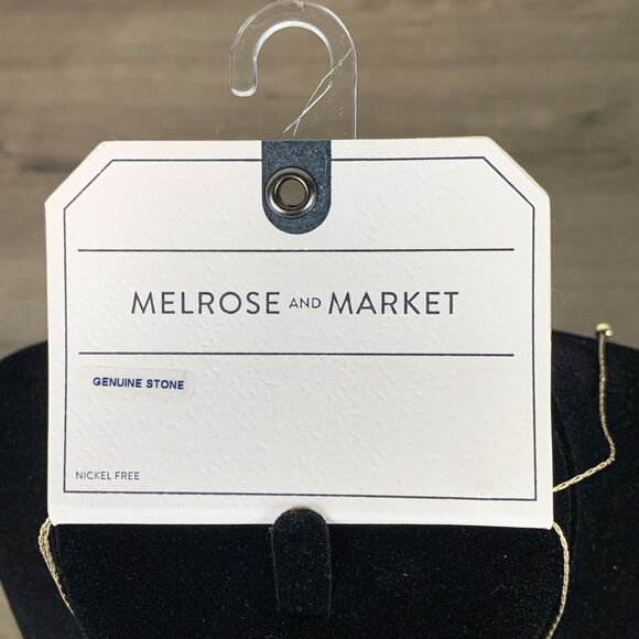 Melrose and Market Boho Necklace Charm Pendant Gold Tone Genuine Stone Key Heart - Picture 3 of 9